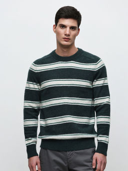 Selected - Dark Green Striped Pull Over Sweater