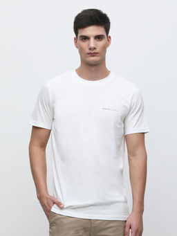 Selected - White Graphic Print Round Neck T-Shirt
