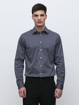 Selected - Dark Navy Blue Striped Slim Fit Shirt