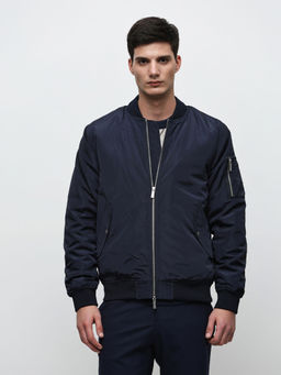 Selected - Dark Blue Zip Up Bomber Jacket