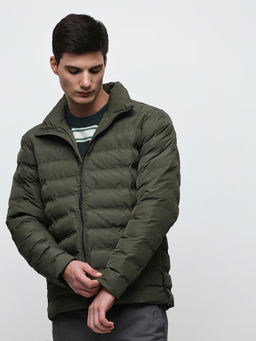 Selected - Olive High Neck Quilted Jacket