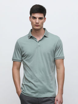 Selected - Green Polo Neck T-Shirt