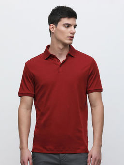 Selected - Maroon Polo Neck T-Shirt