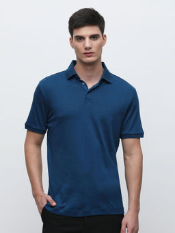 Selected - Blue Polo Neck T-Shirt