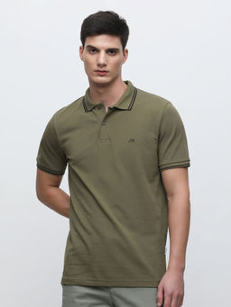 Selected - Olive Contrast Tipping Polo T-Shirt