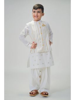 TIBER TABER - Boy Golden Stripes Bundi - White (Set of 3)