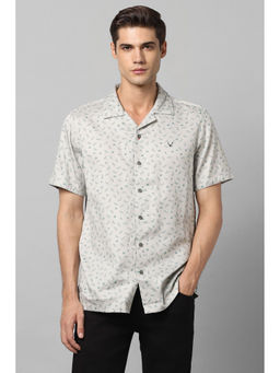 Allen Solly - Men Grey Custom Fit Print Half Sleeves Casual Shirt