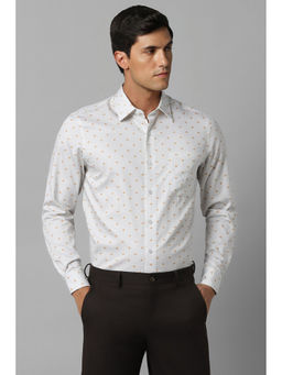 Louis Philippe - Men White Classic Fit Print Full Sleeves Casual Shirt