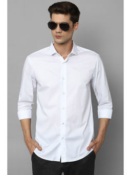 Louis Philippe - Men White Super Slim Fit Solid Full Sleeves Casual Shirt