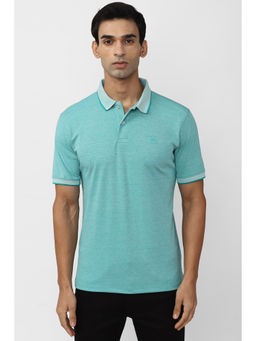 Peter England - Men Blue Solid Polo Neck Polo T-Shirt