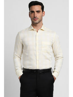 Peter England - Men Yellow Slim Fit Formal Full Sleeves Formal Shirt