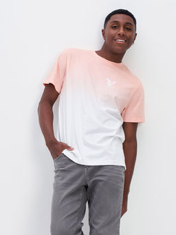 American Eagle - Men Orange Super Soft Ombre Logo Graphic T-Shirt