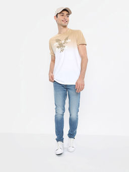 American Eagle - Men Brown Super Soft Dip-Dye Logo Graphic T-Shirt