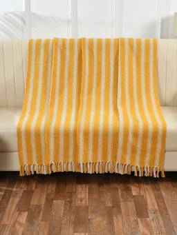 Sashaa World - Yellow Striped Sofa Throw 130x160cm