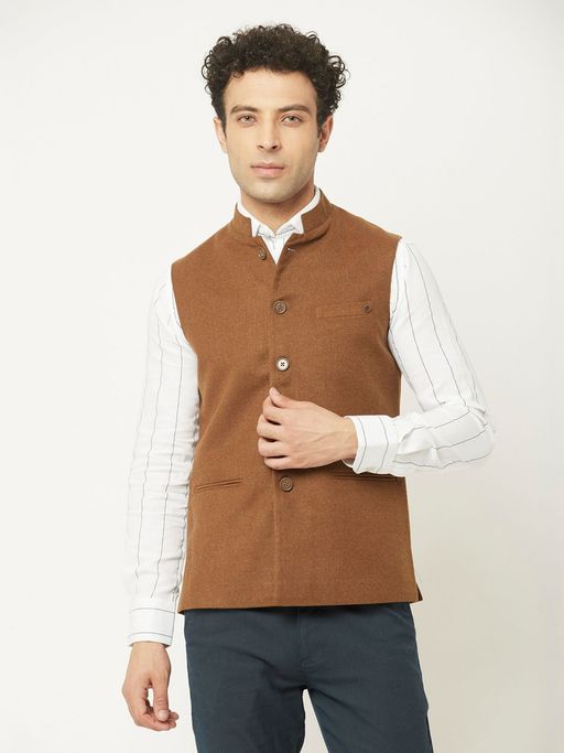 CRIMSOUNE CLUB Men Waistcoat In Brown Tone