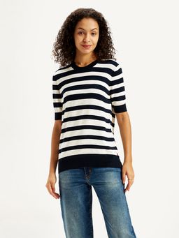 Levi's - Womens Striped Black Crew Neck Sweater