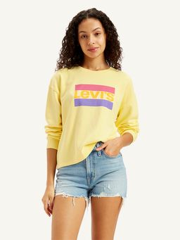 Levi's - Womens Graphic Yellow Crew Neck Sweatshirt
