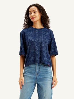 Levi's - Navy Blue Womens Brand Logo Loose Fit T-Shirt