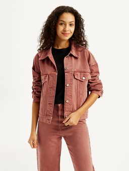 Levi's - Womens Solid Rust Spread Collar Trucker Jacket