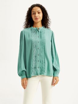 Levi's - Womens Self Design Turquoise Band Neck Top