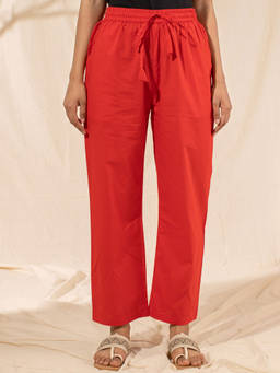 Likha - Red Comfort Fit Pants LIKBTM01