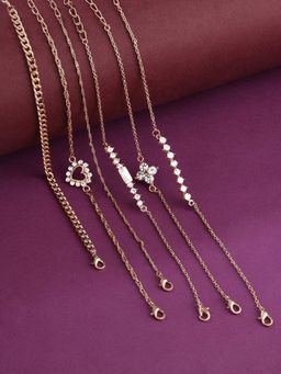 Zaveri Pearls - Set Of 6 Gold Tone Dazzling Party Bling Stackable Bracelets-ZPFK14051