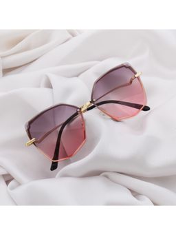 TED SMITH - Rimless UV Protection Square Sunglasses For Women (TS-DIAMONTY_PINK)