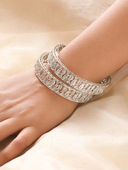 Aatmana - Set of 2 Silver Plated Leaf Shaped Bangle