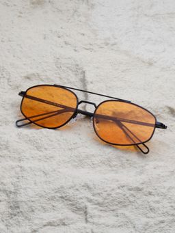 TED SMITH - Orange Aviator Sunglasses 100% Uv Protected Men & Women Black