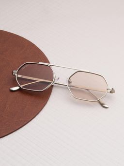 TED SMITH - Light Brown Octagon Sunglasses 100% Uv Protected Men & Women