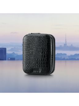 Lapis Bard - Mandeville Noir Croc-Textured Watch Case With 4 Slots- Black