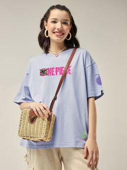 Bewakoof - Women Baby Lavender Gumgumnomi Graphic Printed Oversized T-Shirt