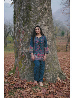 KAFTANIZE - Midnight Bloom Teal Co-Ord (Set of 2)