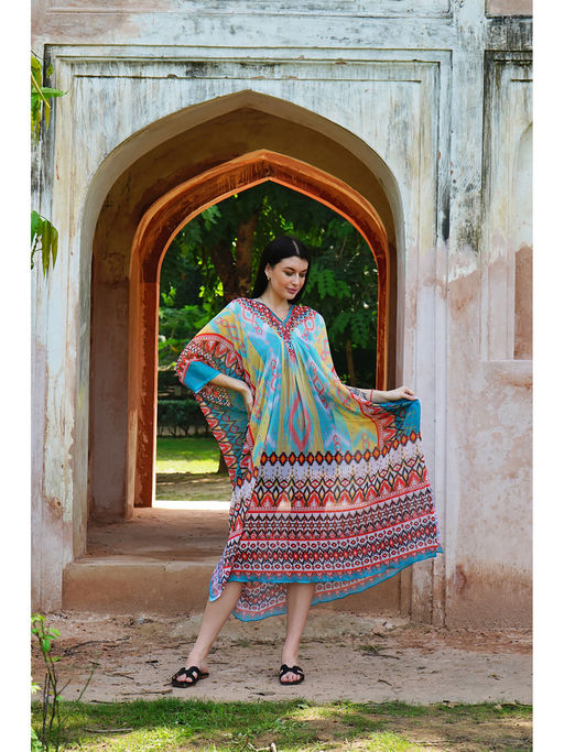 Buy Ravi Rajoria Women Multi-Color Tie Dye Flared Sleeves V-Neck