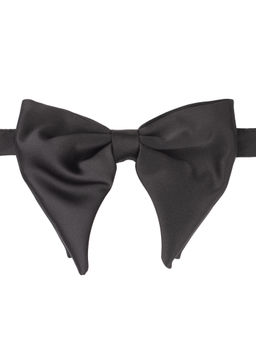 The Tie Hub - Solid Black Satin Butterfly Bowtie
