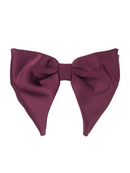 The Tie Hub - Solid Wine Purple Satin Butterfly Bowtie