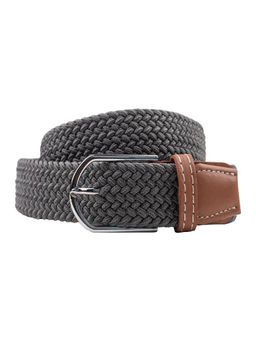 The Tie Hub - Solid Dark Grey Elasticated Woven Belt
