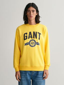GANT - Men Yellow Graphic Round Neck Retro Crest Sweatshirt