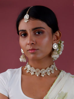 Fida - Wedding Ethnic Indian Pearl Mirror Kundan Jewellery Set for Women