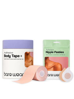 bare wear - Combo Body Tape + 10cm Width & Nipple Pasties (5 Pairs) Beige Breast Lift Boob Tape