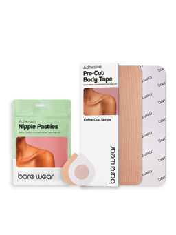 bare wear - Combo Body Tape Pre-Cut Strips 7.5cm & Nipple Pasties (5 Pairs) Skin