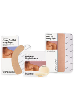 bare wear - Non-Adhesive Nipple Covers 8Cm+Pre Cut Strips+Curve Pre Cut No-Bra Styling Kit (Set of 21)
