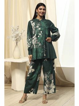 Biba - Green Cotton Floral Printed Kurti with Palazzo (Set of 2)