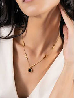 ZAISHA - 18K Gold Plated Black Ethereal Necklace
