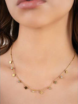 ZAISHA - 18K Gold Plated Dainty Clover Stones Necklace