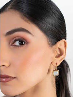 ZAISHA - 18K Gold Plated White Jade Vintage Earrings