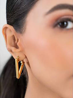 ZAISHA - 18K Gold Plated V-Shaped Drop Earrings