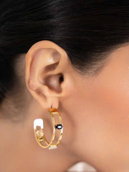 ZAISHA - 18K Gold Plated Multi Stones Hoop Earrings