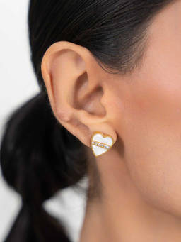 ZAISHA - 18K Gold Plated Enamel Heart Stud Earrings