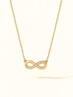 ZAISHA - White Zirconia Infinity 18K Gold Plated Necklace